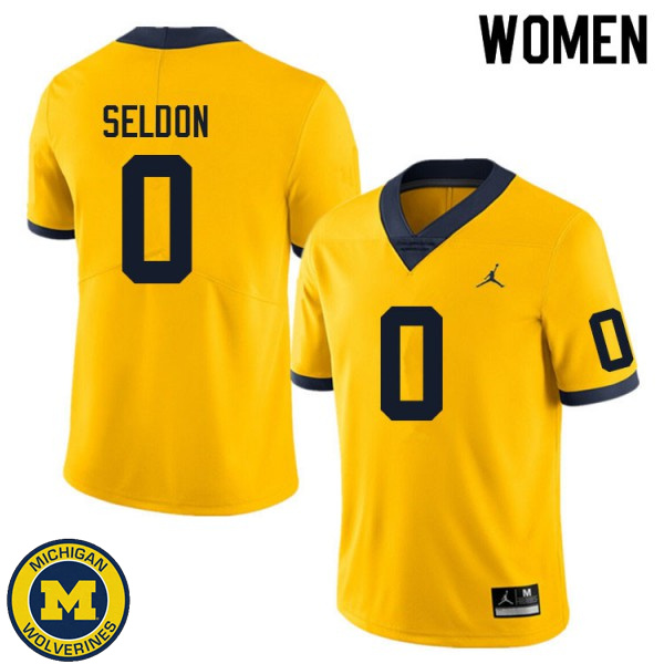 Women Michigan Wolverines #0 Andre Seldon Yellow Player Jersey